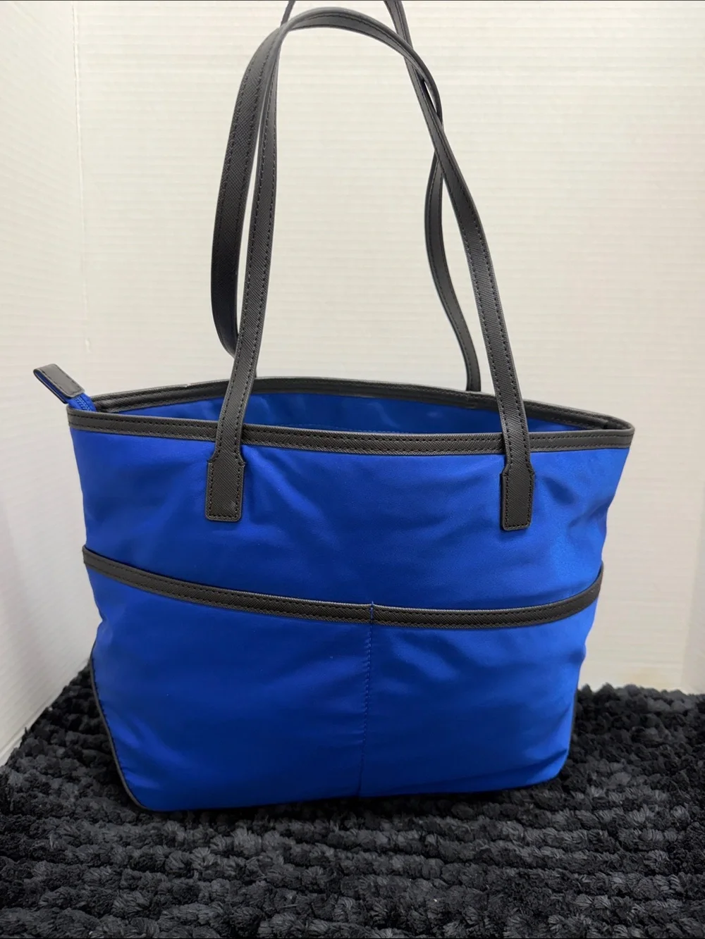 Michael Kors Royal Blue Nylon Tote with Black Trim & Gold Accent